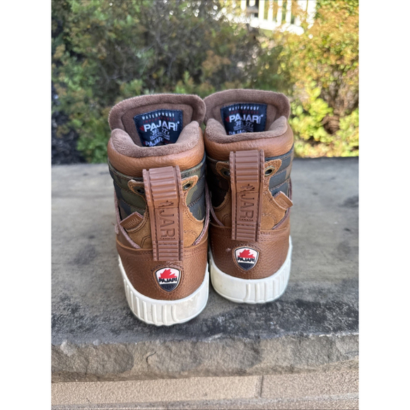 Pajar Peacemaker Faux Fur Lined Leather Sneakers Cognac Camo color Size 7.5/40 - Picture 3 of 8